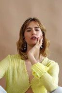 Rodela Earrings Lana Hand Blown Glass and Freshwater Pearl Fish Earrings