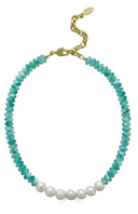 Rodela Necklace Emili Moonstone and Freshwater Pearl Necklace