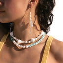 Rodela Necklace Emili Moonstone and Freshwater Pearl Necklace