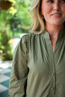 Sail to Sable Dress Olive Button Front Shirt Dress