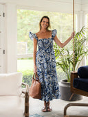 Sail to Sable Dress STS x CK Bradley Flutter Strap Smocked Midi Dress