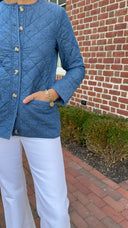 Sail to Sable Jacket Light Chambray Quilted Button Front Jacket