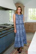 Sail to Sable Skirt Tropical Block Print Tiered Midi Skirt