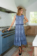 Sail to Sable Skirt Tropical Block Print Tiered Midi Skirt