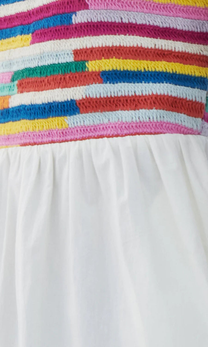 Saylor Dress Leonara Rainbow Stripe Crochet Mini Dress
