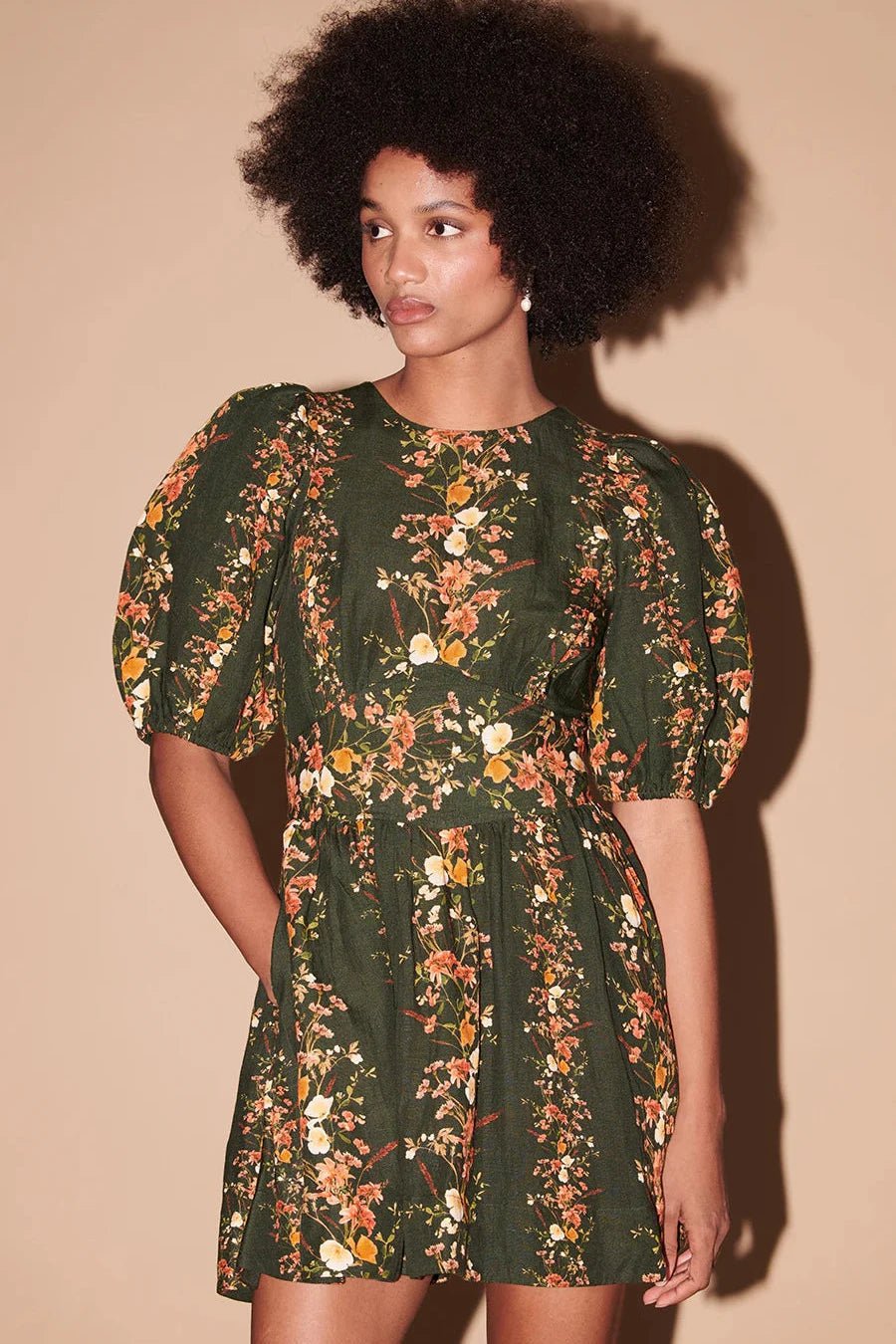 Roseanne Floral Stripe Mini Dress X-Small / Black Roseanne Floral Stripe Mini Dress X-Small / Black