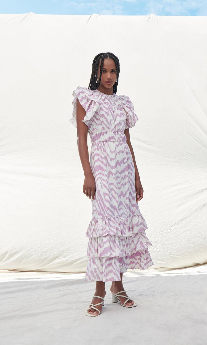 Saylor Dress Zenith Zebra Ikat Midi Dress