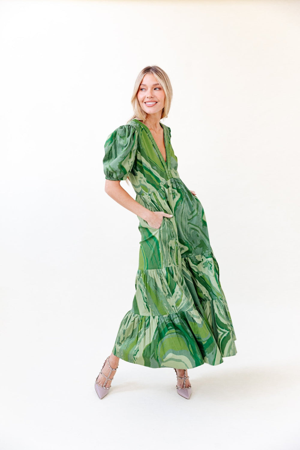 Sheridan French Dress Margot Dress in Moss Agate