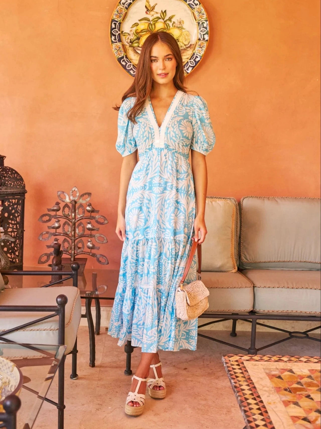 Sheridan French Dress Margot Dress in Sky Jardin