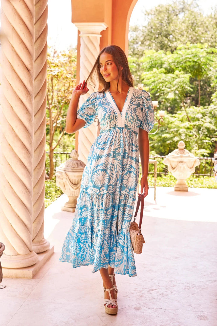 Sheridan French Dress Margot Dress in Sky Jardin