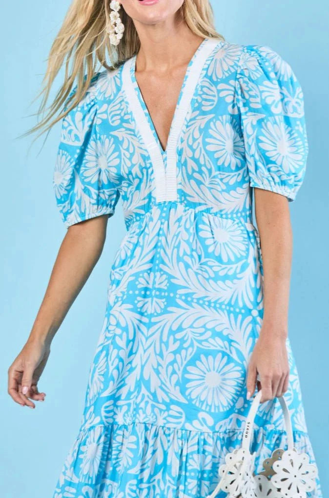 Sheridan French I Spring 2025 I Margot Dress in Sky Jardin M Sheridan French I Spring 2025 I Margot Dress in Sky Jardin M