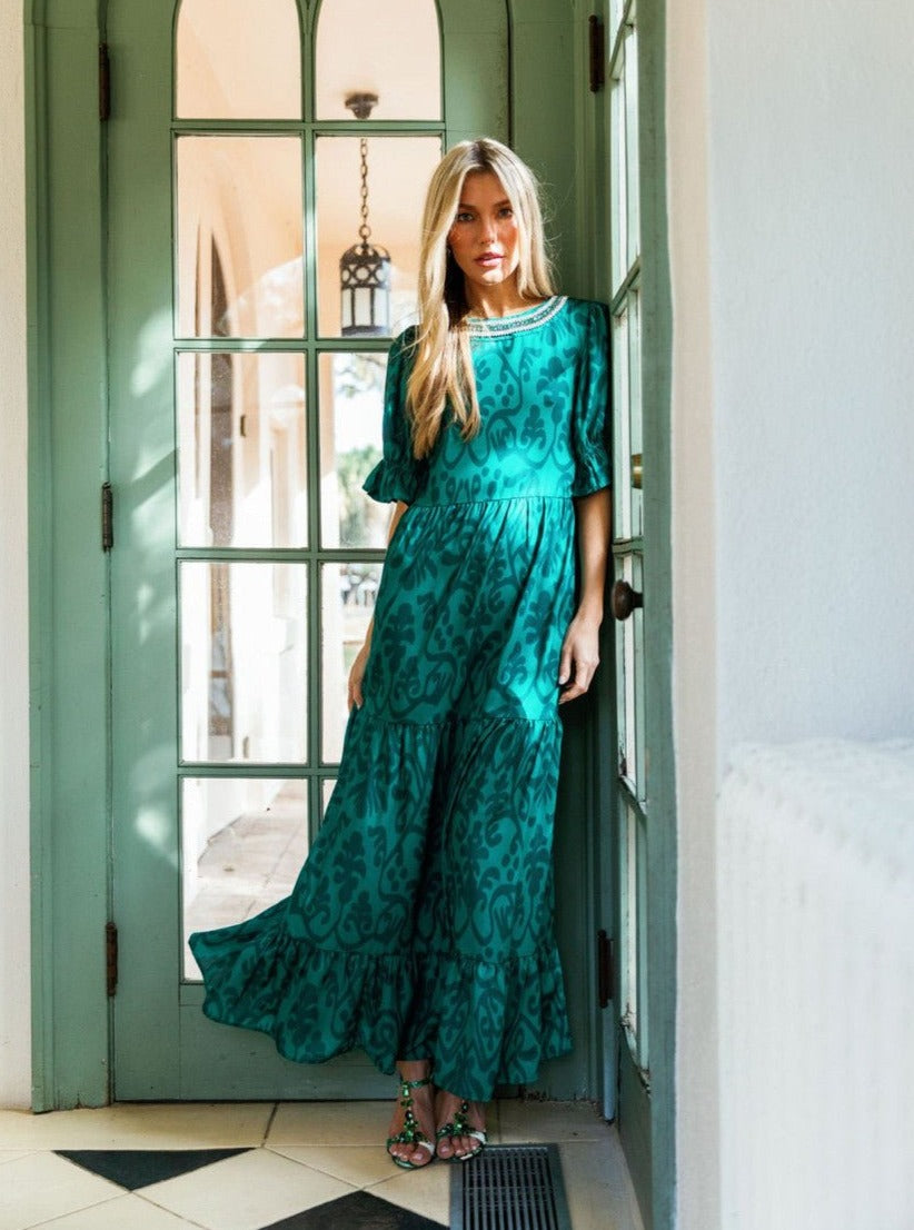 Sheridan French Dress Michola Dress in Emerald Jewel