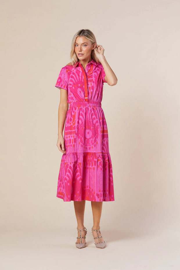 Sheridan French Dress Sheridan French | Gwyneth Dress in Hot Pink Moroccan Ikat