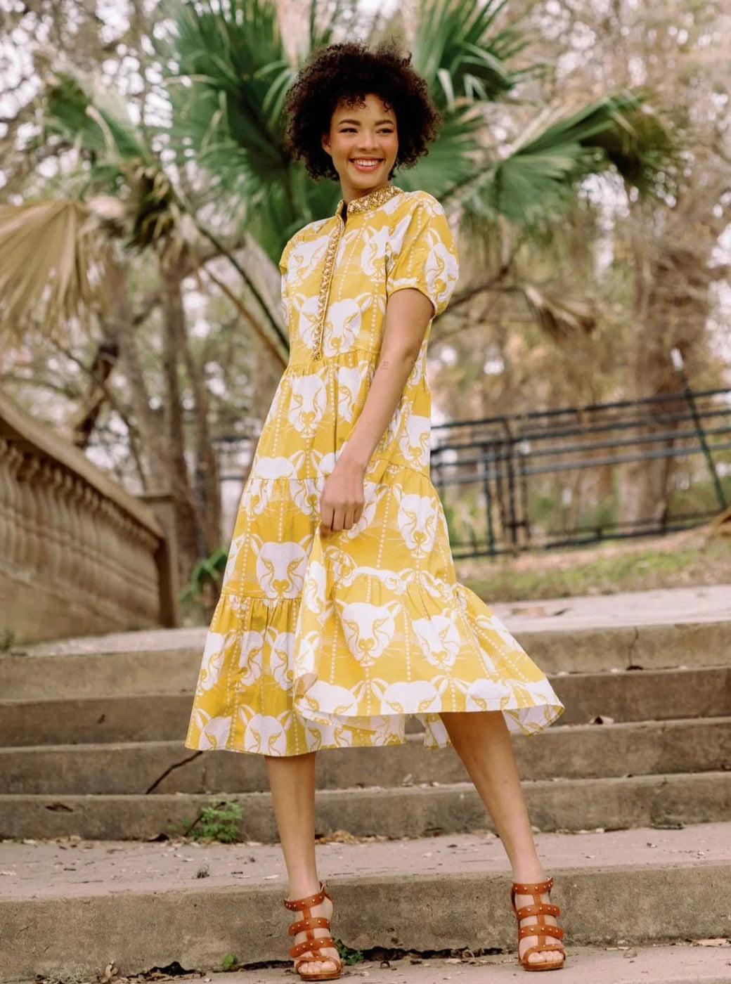 Sheridan French Dress Sheridan French | Kimbell Dress in Saffron Jungle Cat