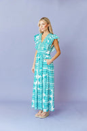 Sheridan French Dress Stacey Dress in Teal Botanical