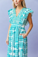 Sheridan French Dress Stacey Dress in Teal Botanical