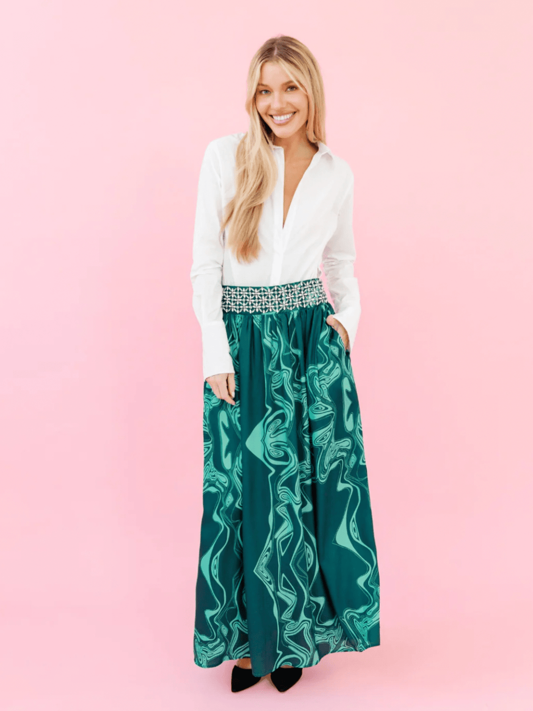 Sheridan French Skirt Lilian Skirt in Emerald Marble