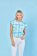 Sheridan French Top Gardenia Blouse in Sky Picnic