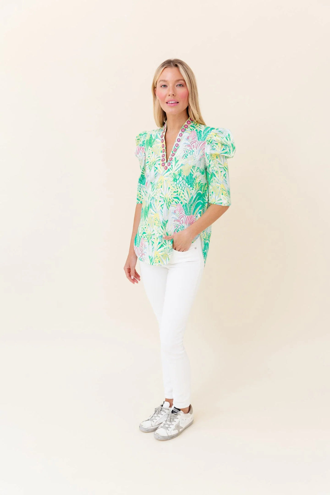 Sheridan French Top Natalie Blouse in Pink Punch Soirée