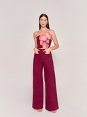 Simona Pants Bengala Flare Pants in Burgundy