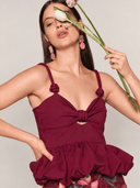 Simona Top Gigi Knotted Crop Top in Burgundy