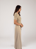Solange Top Crochet Polo Shirt in Champagne