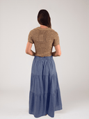 Solange Top Crochet Polo Shirt in Tan