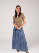 Solange Top Crochet Polo Shirt in Tan