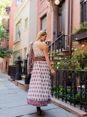 Sue Sartor Dress Chelsea One-Shoulder Dress in Burgundy/Chocolate Paisley