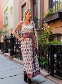 Sue Sartor Dress Chelsea One-Shoulder Dress in Burgundy/Chocolate Paisley