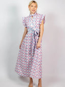 SUE SARTOR Dress Fairfield | Pale Pink/Sky Tulip