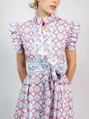 SUE SARTOR Dress Fairfield | Pale Pink/Sky Tulip