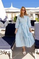 Sue Sartor Dress Flounce Dress in Baby Blue Caning