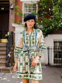 Sue Sartor Dress Flounce Shorty Dress in Olive Marigold