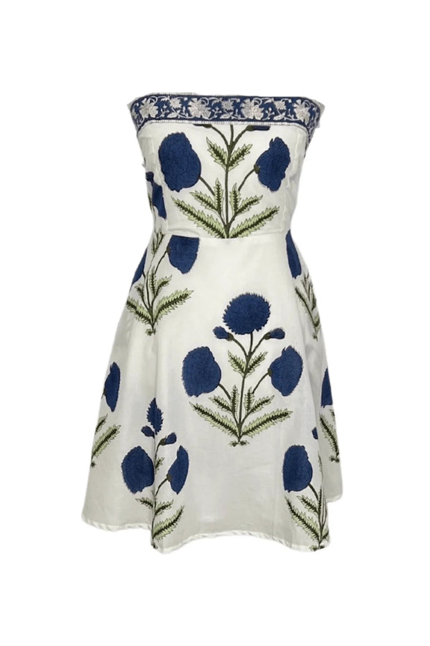 Sue Sartor Dress Medium / Blue Sue Sartor | Tie-Back Mini Sundress in French Blue Marigold
