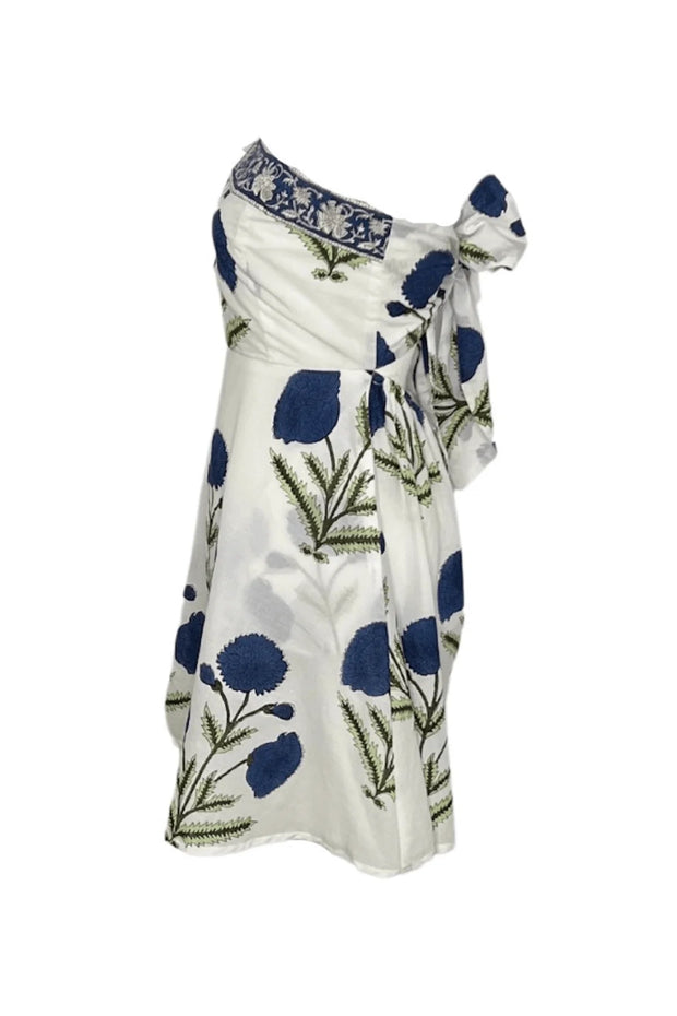 Sue Sartor Dress Medium / Blue Sue Sartor | Tie-Back Mini Sundress in French Blue Marigold