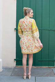 Sue Sartor Dress Medium / Yellow Sue Sartor | Flounce Shorty in Pear / Melon Iris Daisy Frieze