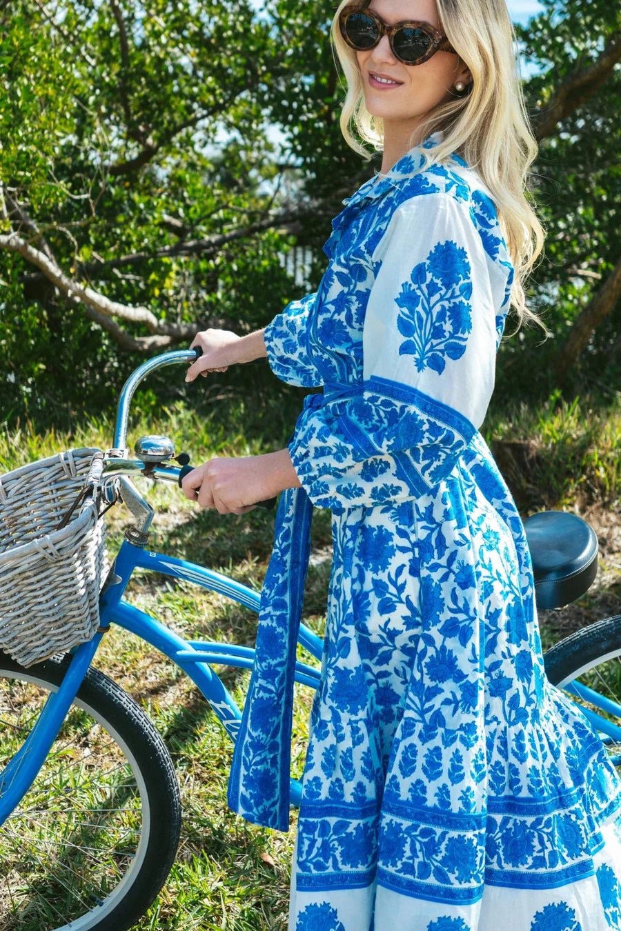 Sue Sartor Dress Paloma Flounce Dress in Capri Blue Vintage Lily