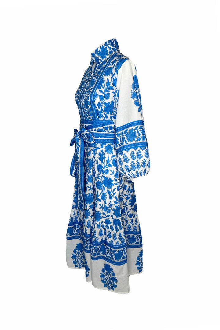 Sue Sartor Dress Paloma Flounce Dress in Capri Blue Vintage Lily