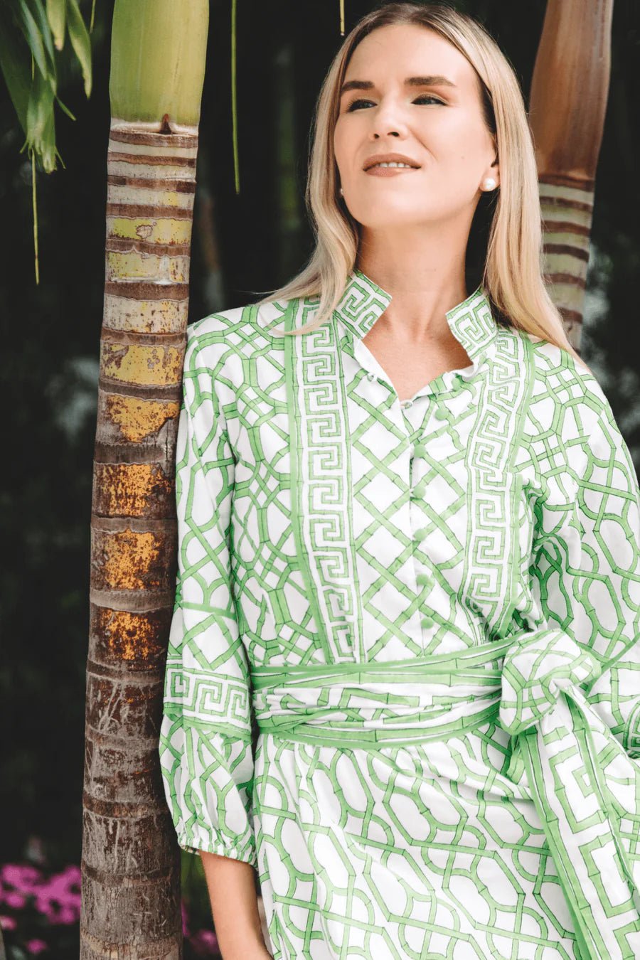Sue Sartor Dress Paloma Flounce Dress in Key Lime Bamboo