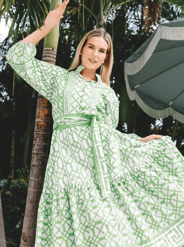 Paloma Flounce Dress in Key Lime Bamboo