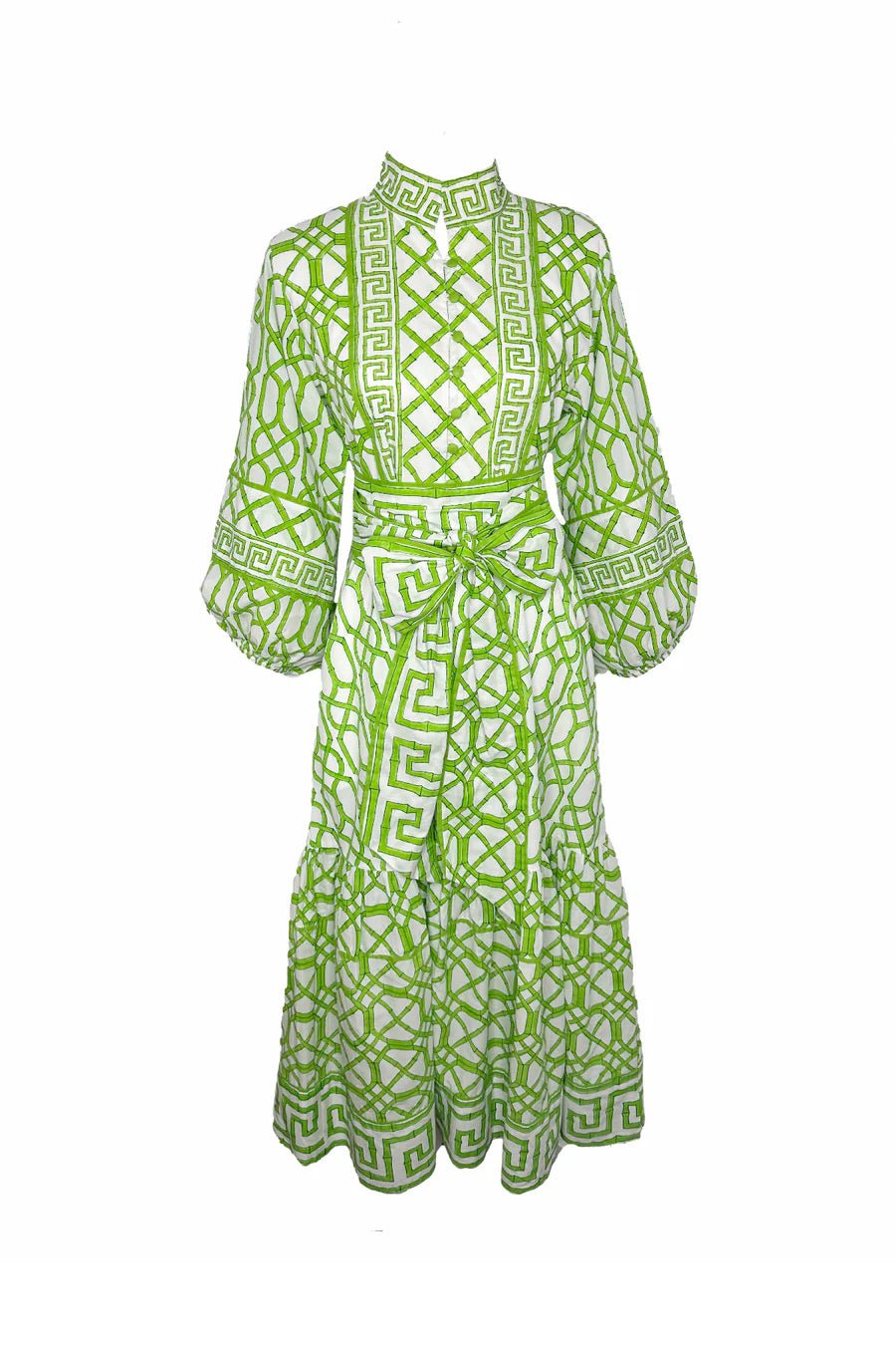 Sue Sartor Dress Paloma Flounce Dress in Key Lime Bamboo