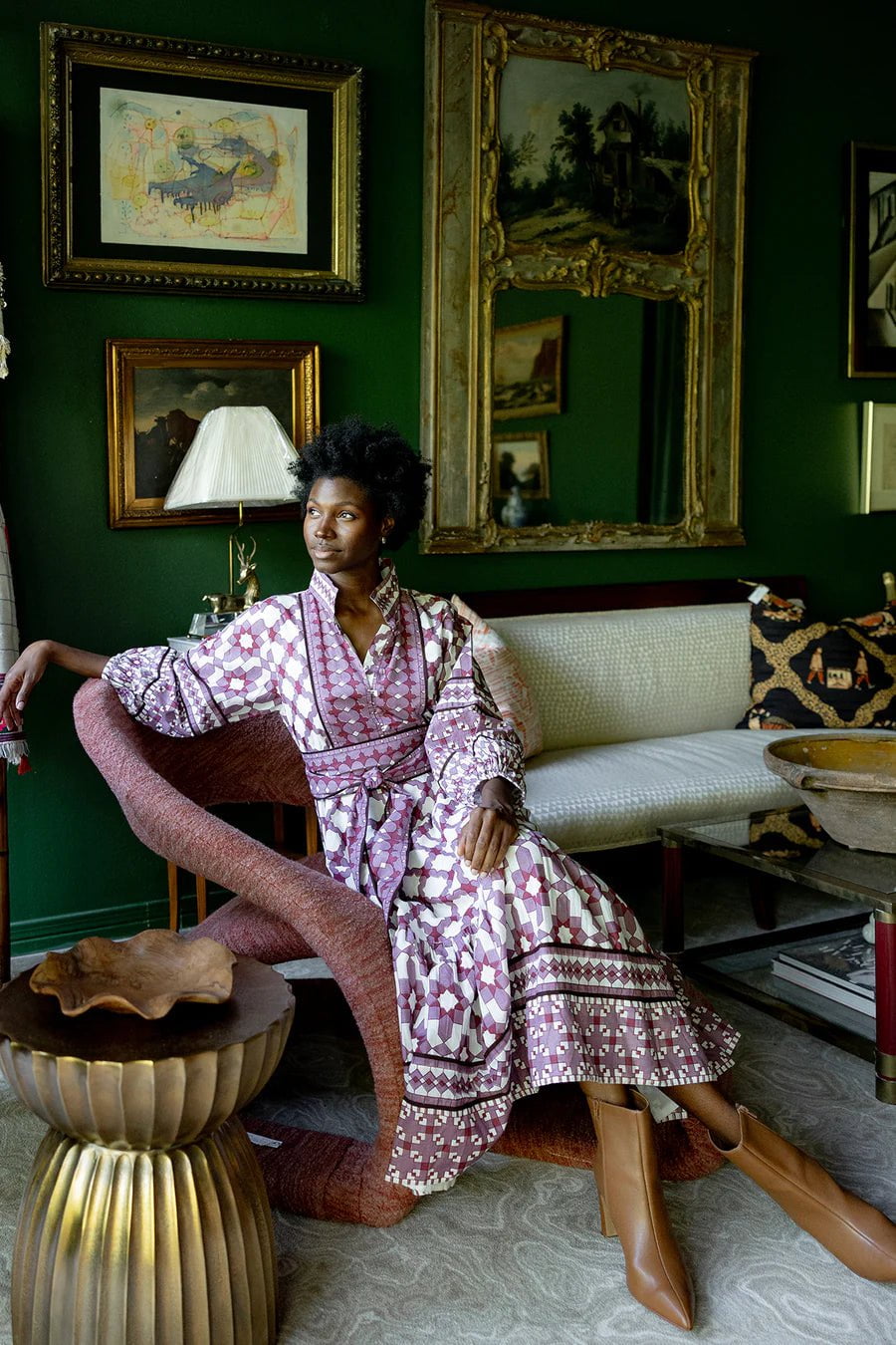 Paloma Flounce Dress in Plum & Burgundy Mosaic – Beau & Ro Paloma Flounce Dress in Plum & Burgundy Mosaic – Beau & Ro