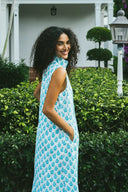 SUE SARTOR Dress Sleeveless Marrakech Kaftan | Cote D'Azure Blue Coral