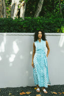 SUE SARTOR Dress Sleeveless Marrakech Kaftan | Cote D'Azure Blue Coral