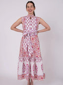 SUE SARTOR Dress Sleeveless SUE SARTOR Flounce | Cassis/Lavender Victorian Frieze