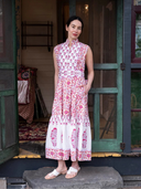 SUE SARTOR Dress Sleeveless SUE SARTOR Flounce | Cassis/Lavender Victorian Frieze