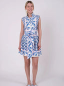 SUE SARTOR Dress Sleeveless SUE SARTOR Flounce Mini | Cerulean Tulip
