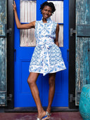 SUE SARTOR Dress Sleeveless SUE SARTOR Flounce Mini | Cerulean Tulip