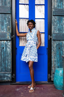 SUE SARTOR Dress Sleeveless SUE SARTOR Flounce Mini | Cerulean Tulip